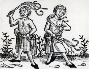 Flagellants whipping themselves