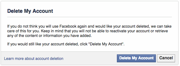 What happens when you delete your Facebook account